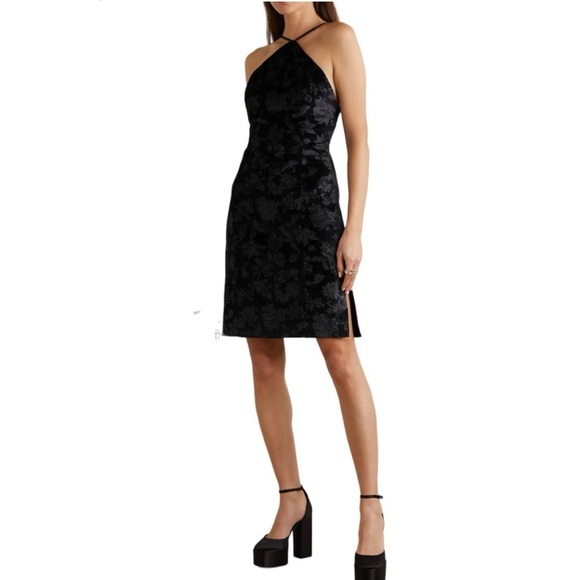 NWT Rag & Bone Fara Velvet Black Retro Floral Mini Sheath Halter Dress Size 4 - Picture 13 of 13